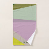 Personalisierter Name Lila grün Stilvoll geometris Badhandtuch Set (Handtuch)