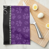 Personalisierter Name lila Hundepapiere Geschirrtuch (Viertel Falte)