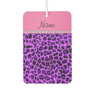 Personalisierter Name lila Leopard rosa Streifen Autolufterfrischer