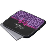 Personalisierter Name lila Leopardendruck Laptopschutzhülle (Vorne Knopf)