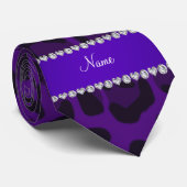 Personalisierter Name lila Leopardenmuster Krawatte (Gerollt)