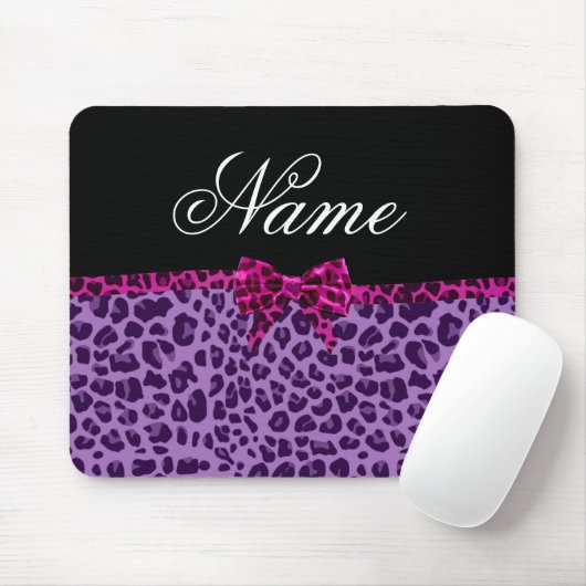 Personalisierter Name lila Leopardruck Rosa Bug Mousepad (Mit Mouse)