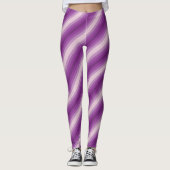 Personalisierter Name Lila Pastell Stripe Yoga Leggings (Vorderseite)