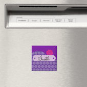 Personalisierter Name Lila Polka Dots Rosa Blume Magnet (In Situ (Geschirrspüler))
