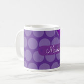 Personalisierter Name-lila Polka-Punkt-Welle Kaffeetasse (Vorderseite Links)