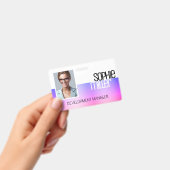 Personalisierter Name Lila Rosa Gradient Trendy Ausweis (Handheld)
