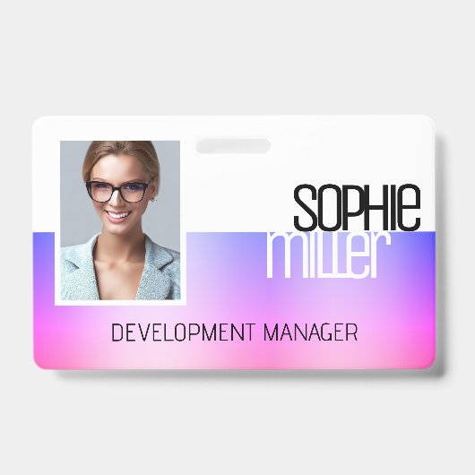 Personalisierter Name Lila Rosa Gradient Trendy Ausweis (Vorderseite)