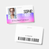 Personalisierter Name Lila Rosa Gradient Trendy Ausweis (Vorder- & Rückseite)