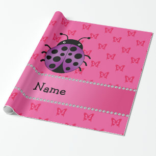 Personalisierter Name lila Schmetterlinge Geschenkpapier