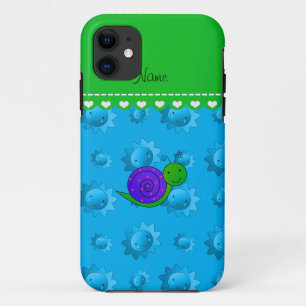 Personalisierter Name lila Schnecke Himmelsblauer  Case-Mate iPhone Hülle
