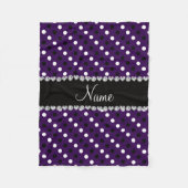 Personalisierter Name lila Schwarz-weiße Polka-Pun Fleecedecke (Vorderseite)