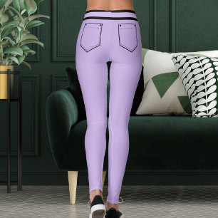 Personalisierter Name Lila Schwarze Streifen Lusti Leggings