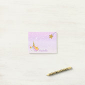 Personalisierter Name Lila Sparkle Glitzer Unicorn Post-it Klebezettel (Auf Schreibtisch)