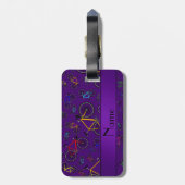 Personalisierter Name lila Straßenräder Gepäckanhänger (Rückseite vertikal)