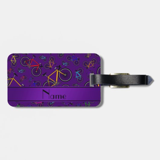 Personalisierter Name lila Straßenräder Gepäckanhänger (Rückseite horizontal)