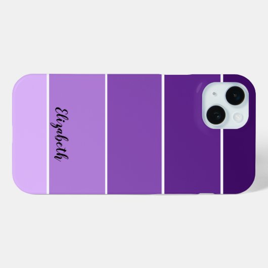 Personalisierter Name Lila Strip Farbpalette Chip Case-Mate iPhone Hülle (Rückseite (Horizontal))