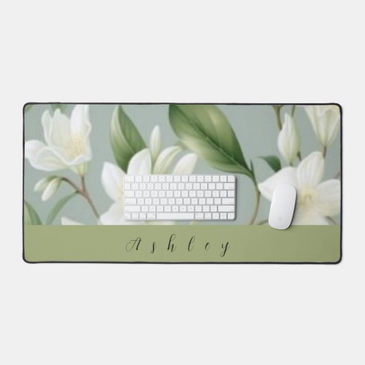 Personalisierter Name Lily of the valley Desk Mat Schreibtischunterlage (Tastatur & Maus)