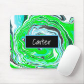 Personalisierter Name Lime Green und Blue Swirl Mi Mousepad (Mit Mouse)
