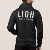 Personalisierter Name Lion Black & White Zip Hoodie (Rückseite)