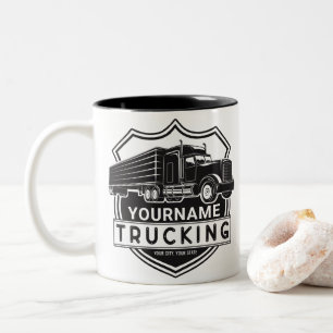 Personalisierter NAME LKW-Fahren Big Rig Sattelzug Zweifarbige Tasse