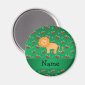 Personalisierter Name Löwe grüne Bonbons Bogen Magnet (Vorderseite/Rückseite)