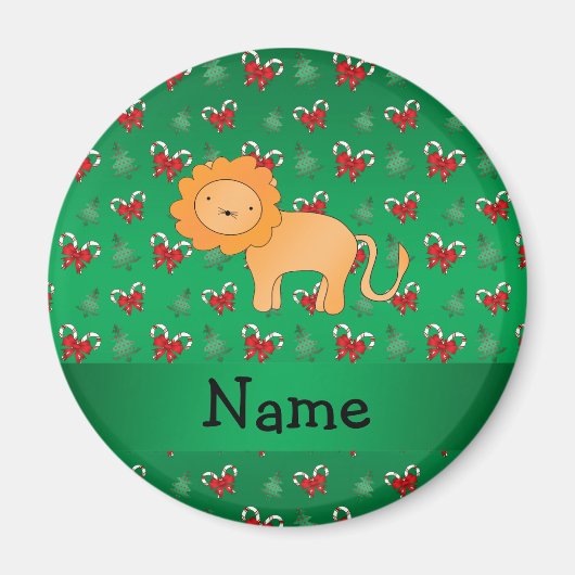 Personalisierter Name Löwe grüne Bonbons Bogen Magnet (Vorne)