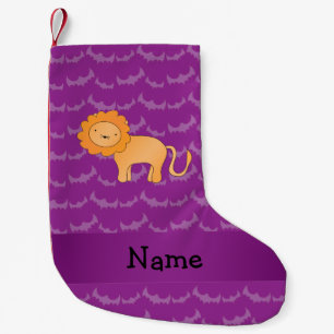 Personalisierter Name Löwe lila Fledermäuse Kleiner Weihnachtsstrumpf