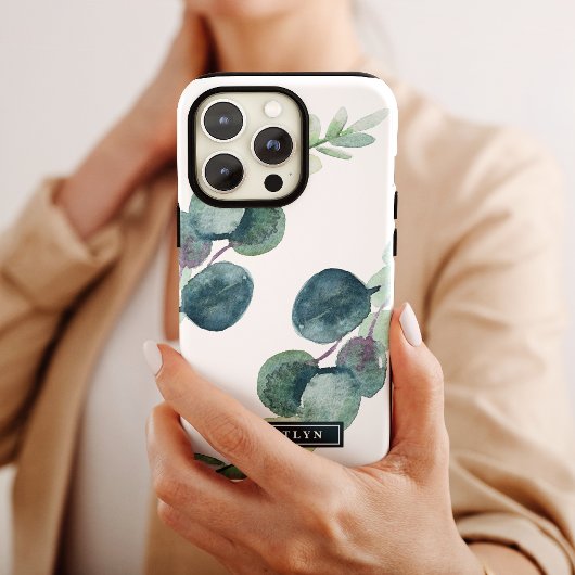 Personalisierter Name Lush Greenery und Eucalyptus Case-Mate iPhone Hülle