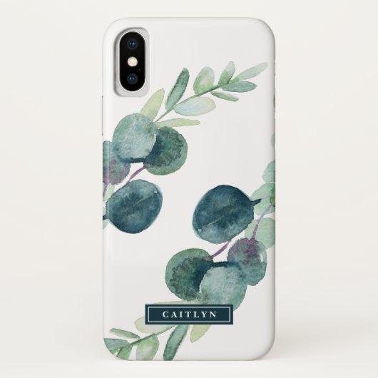 Personalisierter Name Lush Greenery und Eucalyptus Case-Mate iPhone Hülle (Rückseite)