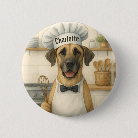 Personalisierter Name Lustiger Great Dane Hund Koc Button (Vorderseite)