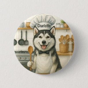 Personalisierter Name Lustiger Sibirischer Husky H Button