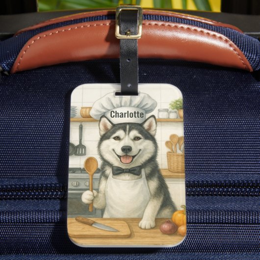 Personalisierter Name Lustiger Sibirischer Husky H Gepäckanhänger (Vorderseite Insitu 2)