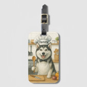 Personalisierter Name Lustiger Sibirischer Husky H Gepäckanhänger (Vorderseite Vertikal)