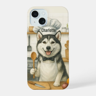 Personalisierter Name Lustiger Sibirischer Husky H iPhone 15 Hülle