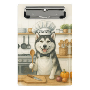 Personalisierter Name Lustiger Sibirischer Husky H Mini Klemmbrett