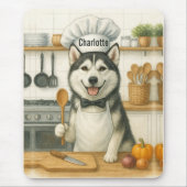 Personalisierter Name Lustiger Sibirischer Husky H Mousepad (Vorne)