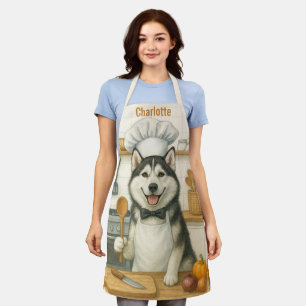 Personalisierter Name Lustiger Sibirischer Husky H Schürze