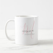 personalisierter Name. M Monogramm weiß Kaffeetasse (Links)