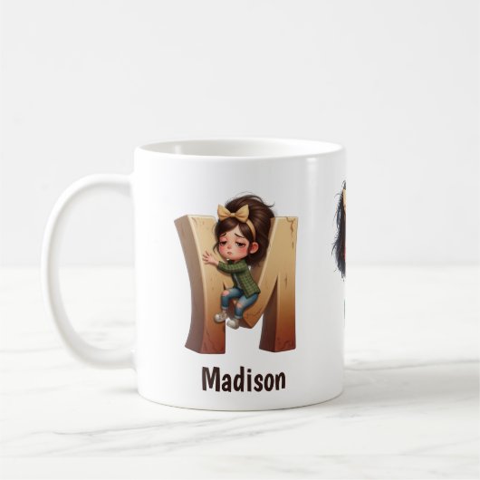 Personalisierter Name & M Verschlafener Morgen Kar Kaffeetasse (Links)