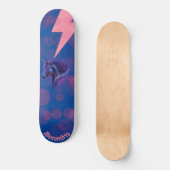 Personalisierter Name Magical Unicorn Pink Blitz Skateboard (Vorderseite)