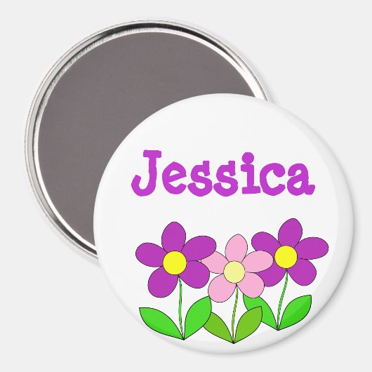 Personalisierter Name Magnet, Rosa und violette Bl Magnet (Vorderseite/Rückseite)