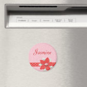 Personalisierter Name Magnet - Rotes Band und Blum (In Situ (Geschirrspüler))