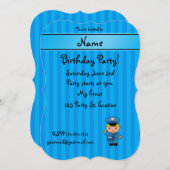 Personalisierter Name Mailman Blaustreifen Einladung (Vorne/Hinten)