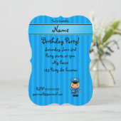 Personalisierter Name Mailman Blaustreifen Einladung (Stehend Vorderseite)