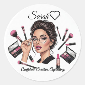 Personalisierter Name Makeup-Artist-Aufkleber - El Runder Aufkleber