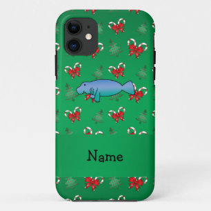 Personalisierter Name Manatee grüne Bonbons iPhone 11 Hülle