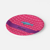 Personalisierter Name Manatee Rosa Schmetterlinge Pappteller (Schrägansicht)
