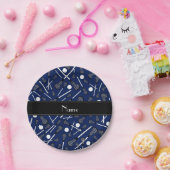 Personalisierter Name Marineblau Pappteller (Party)