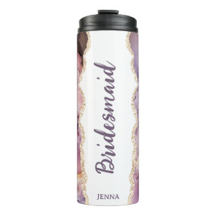 Personalisierter Name Marmor Brautjungfer Thermosbecher