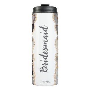 Personalisierter Name Marmor Brautjungfer Thermosbecher